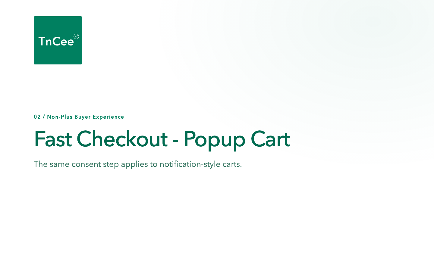 TnCee consent prompt for Buy It Now from a popup cart