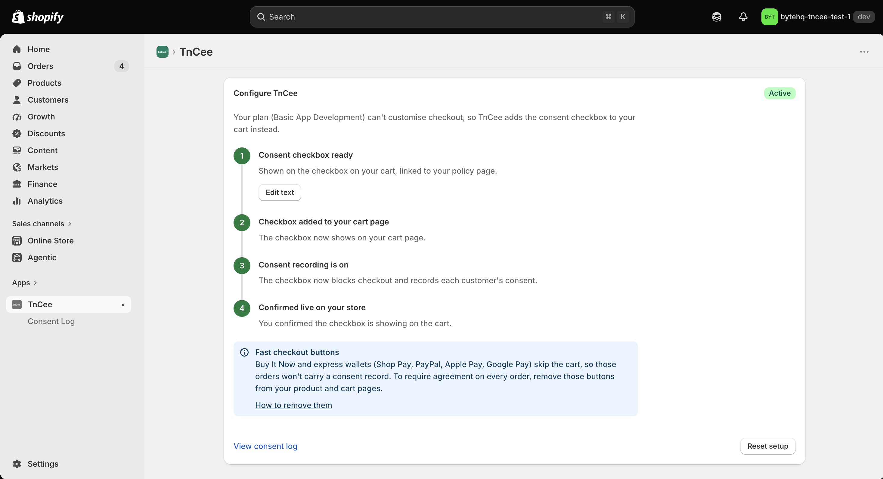 TnCee non-Plus guided setup in Shopify admin