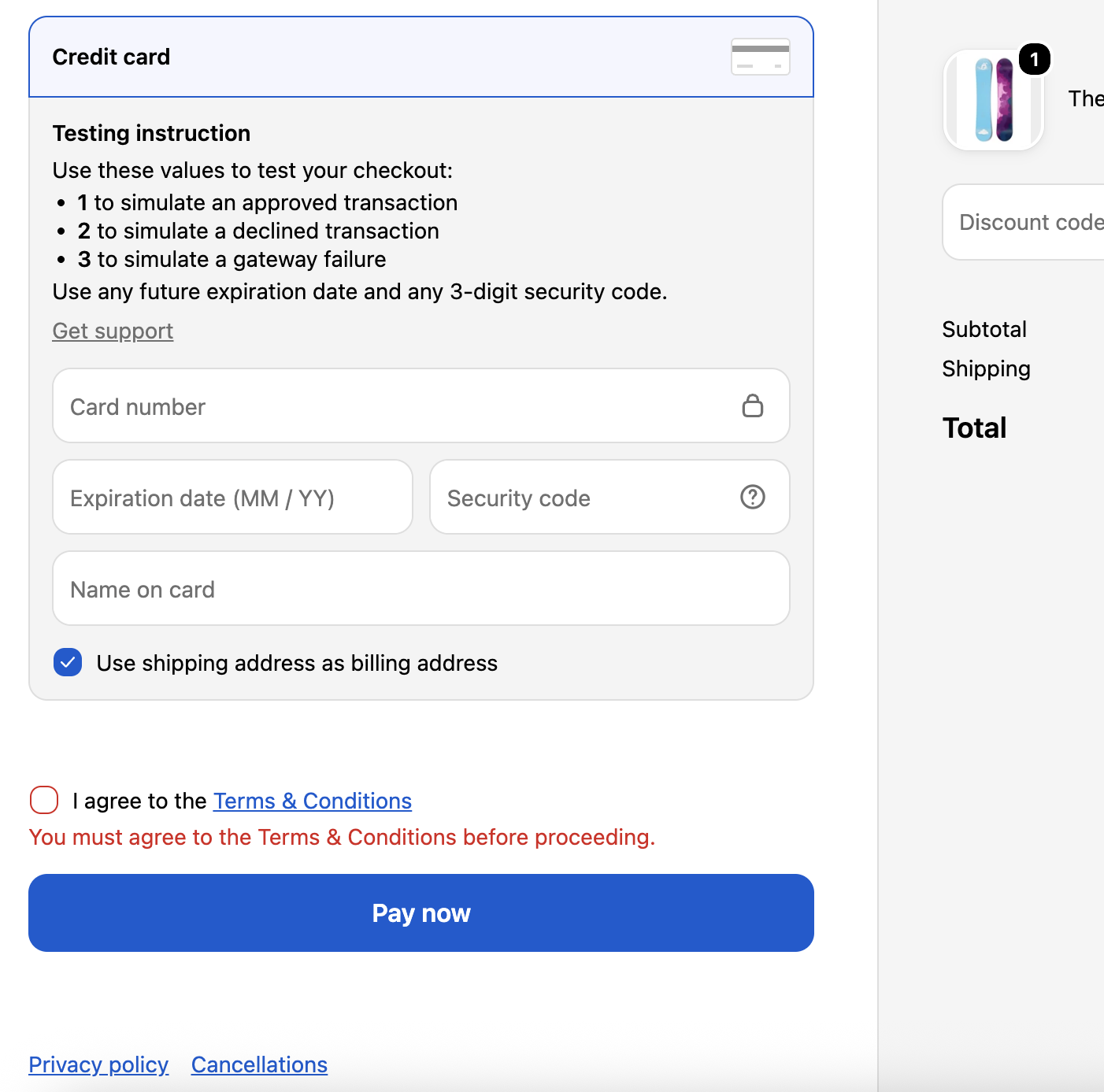 TnCee checkbox in Shopify Plus checkout